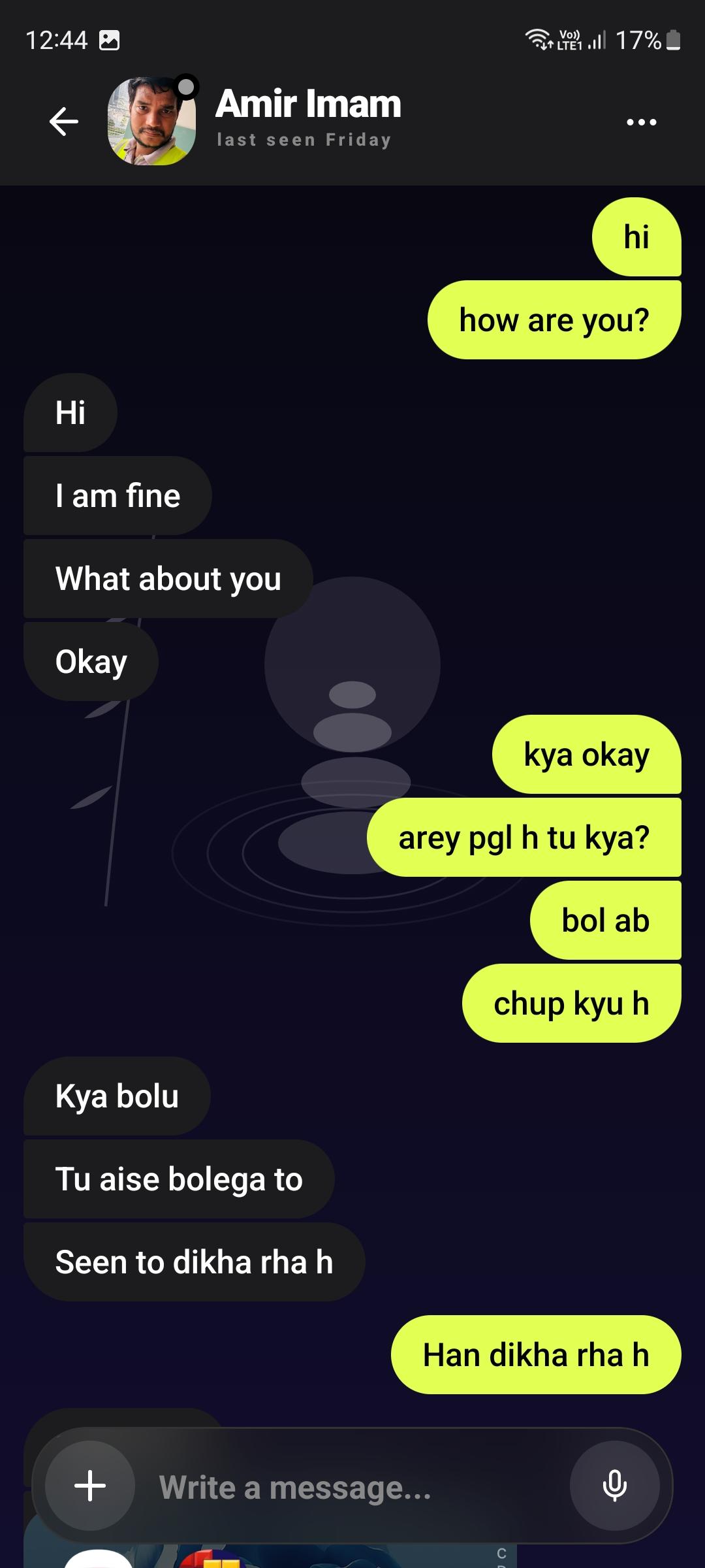 Mazlis mobile application messaging screen
